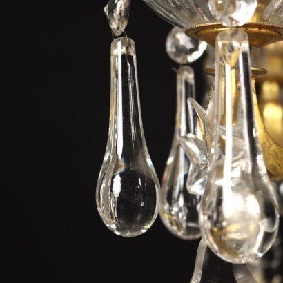 Antiker Kronleuchter 10 Lichtern Kristall Messing Italien \'900 Lampe