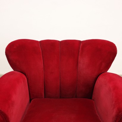 Vintage Sessel Italien 1950er Jahre Gepolsterte Sitze Feder Samt Holz