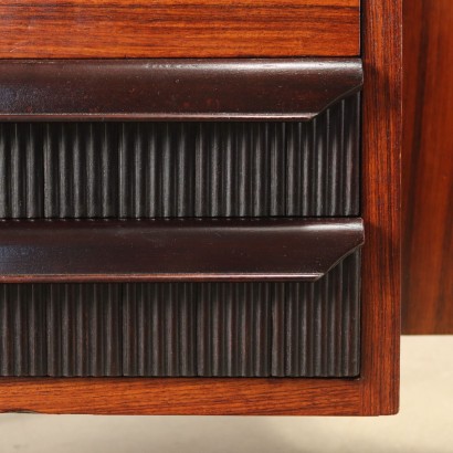 Design Schreibtisch Italien 1950er Jahre Furniertes Holz Glasplatte