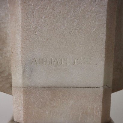 Buste Ancien de Femme Marbre Blanc Luigi Agliati Italie \'800 Sculpture