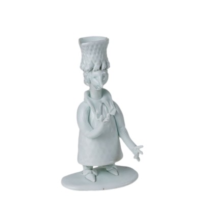 Figurine from the Grotteschi series in milky glass by Fulvio Bianconi for Venini