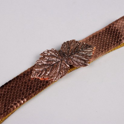 Vintage Metal Belt wih Leaf 1980s Accessoire Unique Size