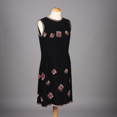 Schwarzes Vintage-Kleid mit Pailletten