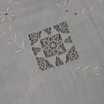 Square Placemat White Flax Italy XX Century Stitch Needle