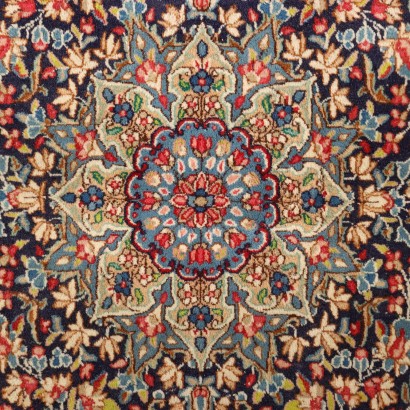 Tapis Vintage Kerman Iran 242x143 cm Coton Laine Noeud Gros