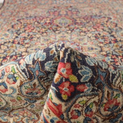 Vintage Kerman Teppich Iran 242x143 cm Baumwolle Wolle Großer Knoten