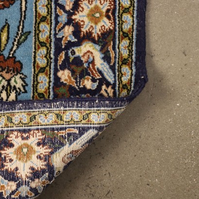 Vintage Kum Carpet Iran 65x42 In Cotton Wool Fine Knot 1980s