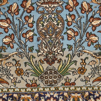 Vintage Kum Teppich Iran 165x107 cm Baumwolle Wolle Feiner Knoten