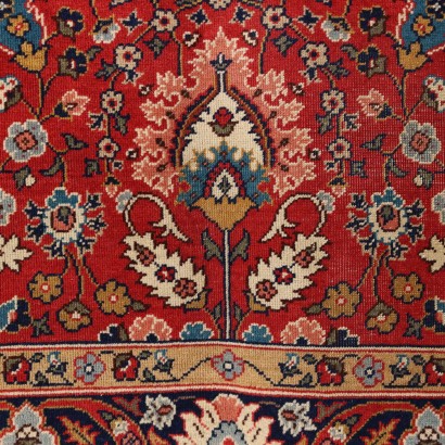 Vintage Tabriz Carpet 114x79 In Cotton Wool Big Knot 1990s