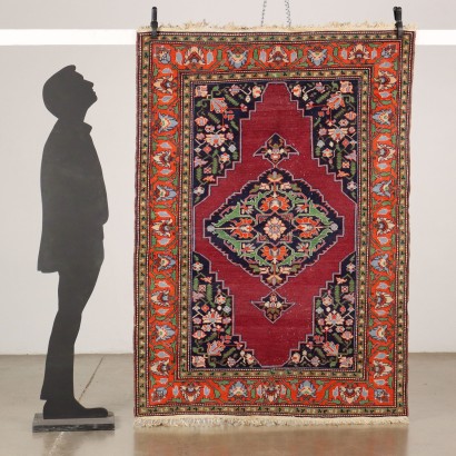 Vintage Malayer Carpet Iran 77x55 In Cotton Wool Big Knot Handmade