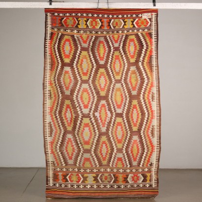 Vintage Kilim Carpet Turkey 102x61 In Cotton Fine Knot 1950s-60s