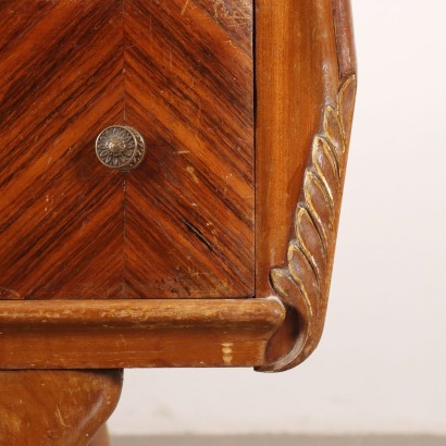 Vintage Chest of Drawers 1950s-60s Veneered Wood Glass Top