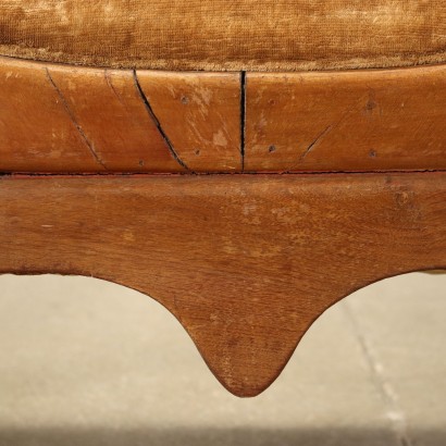 Antike Kurulischer Stuhl Mahagoni Italien \'800 Gepolsterte Sitze