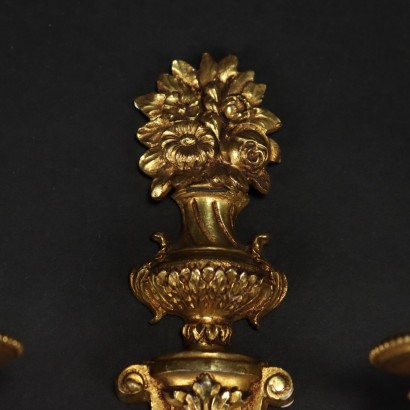 Paire d\'Appliques Anciennes Néoclassiques Italie \'900 Bronze Doré