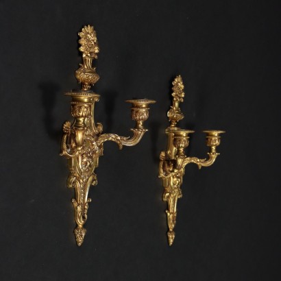 Antike Neoklassizistiche Wandlampen Italien \'900 Vergoldeter Bronze
