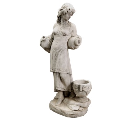 Weibliche Statue mit Amphoren Kies Italien '900 Skulptur