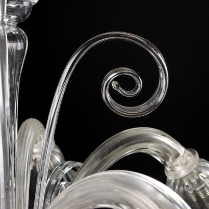 Ancient Murano Chandelier \'900 Blown Glass 5 Lights Metal