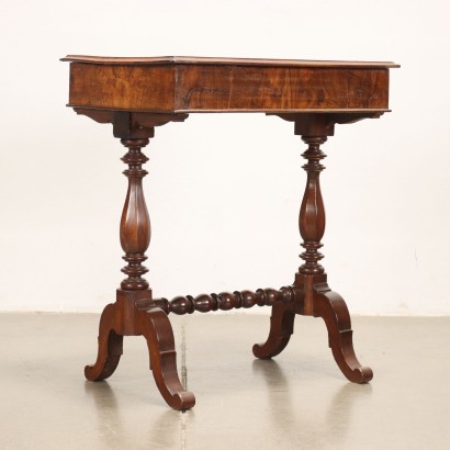 Ancient Working Table Umbertino Italy \'800 Veneered Wood