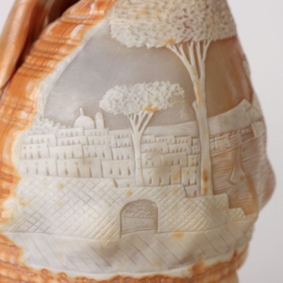 Antike Tischlampe Muschel Italien \'800 Graviertes Muschel