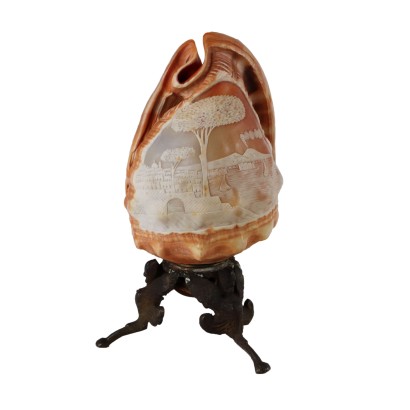 Antike Tischlampe Muschel Italien \'800 Graviertes Muschel