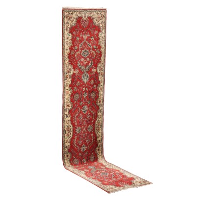 Vintage Tabriz Carpet Iran 169x35 In Cotton Wool Fine Knot