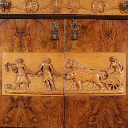Ancient Empire Cupboard Italy \'900 Mirror Gilded Wood Frame