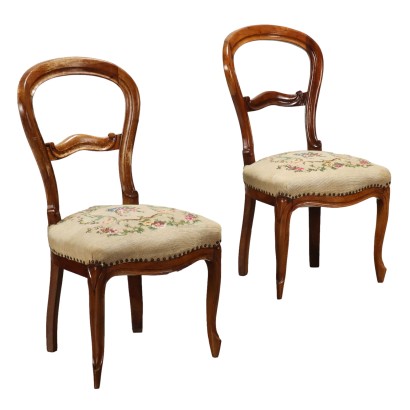Ancient Louis Philippe Chairs Italy \'800 Padded Seats Flowers
