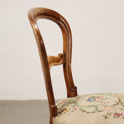 Antike Louis Philippe Stühle Italien \'800 Gepolsterte Sitze Blumen