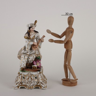 Porte-Parfum Ancien Porcelaine France \'800 Doré Figurines Orientales