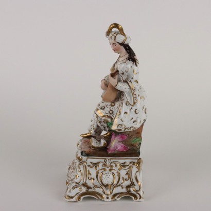 Porte-Parfum Ancien Porcelaine France \'800 Doré Figurines Orientales