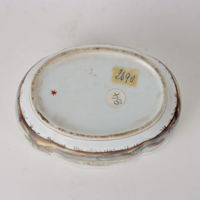 Ancient Sugar Bowl Porcelain Doccia Man. \'700 Painted Ceramic