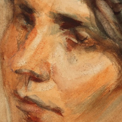 art, art italien, peinture italienne du XXe siècle, Peinture d'Alessandro Zezzos, Portrait d'une jeune femme, Alessandro Zezzos