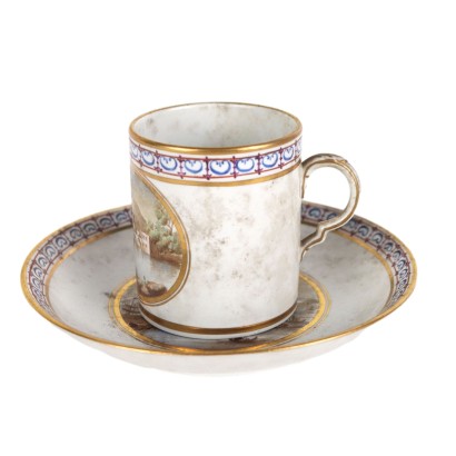 antiques, cup, cup antiques, ancient cup, ancient Italian cup, antique cup, neoclassical cup, 19th century cup,Cup with Saucer Ferdinand IV Naples,Cup with Saucer in Me Porcelain