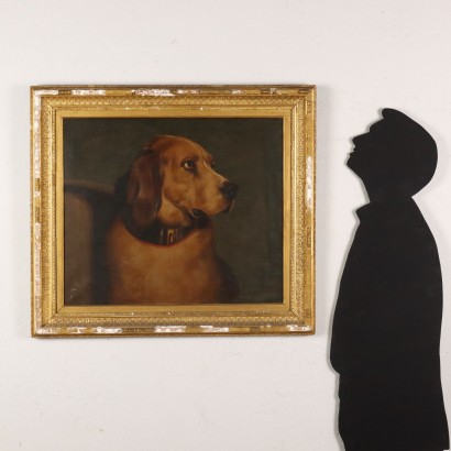 arte, arte italiana, pittura novecento italiana,Dipinto con Ritratto di Cane,"Odin A Bloodhound"%2