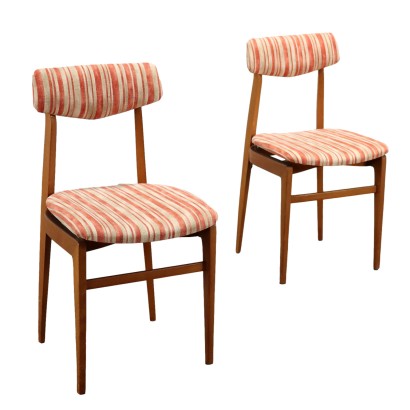 Vintage Stühle Italien 1960er Jahre Buchenholz Gepolsterte Sitze