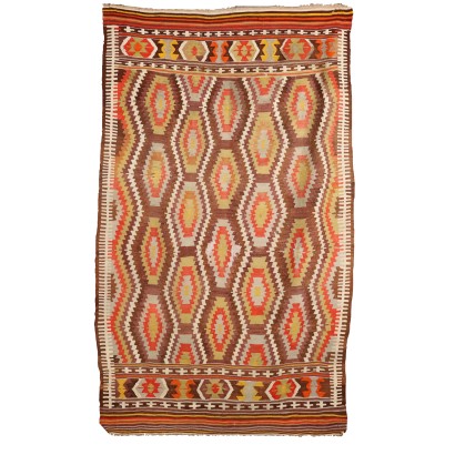 Vintage Kilim Teppich Türkei 260x155 cm Baumwolle Feiner Knoten 50er