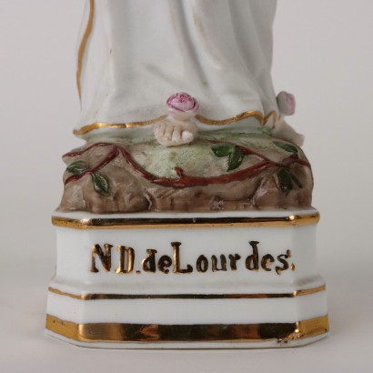 Ancient Sculpture Virgin Mary of Lourdes Glass Case Italy \'900