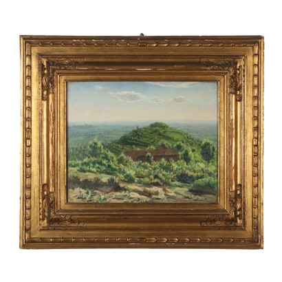 Antikes Gemälde Landschaft Vittorio Bonatti Öl auf Katon Bild \'900