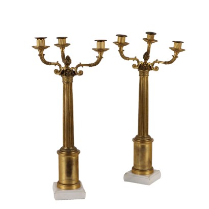 Paar Kerzenhalter Empire Stil Italien Anfang XX Jhd Bronze Antike
