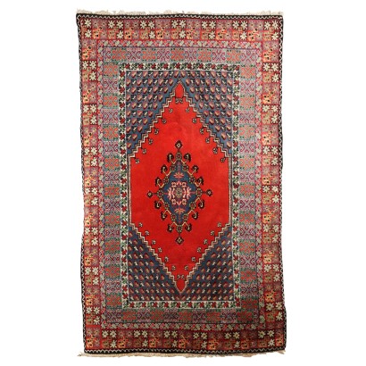 Vintage Melas Carpet Turkey 102x63 In Cotton Wool Big Knot '900