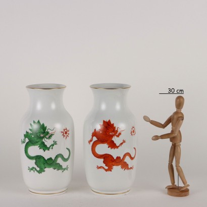 Ancient Vases Meissen Porcelain Germany \'900 Asian Decorations Ceramic