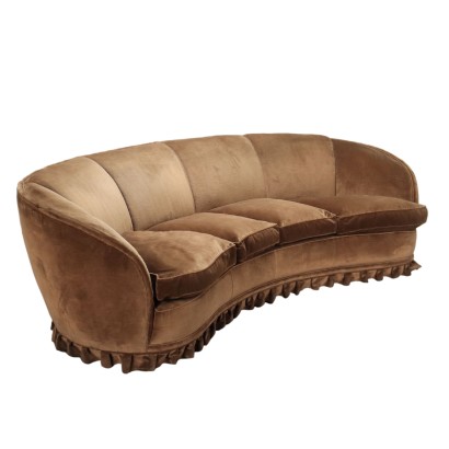 Bohnenförmiges Sofa Italien 1950er Jahre Gepolsterte Sitze Feder Samt