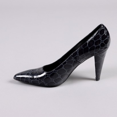 Décolleté Tosca Blu Second Hand Size 7 Black Leather Cone Heel