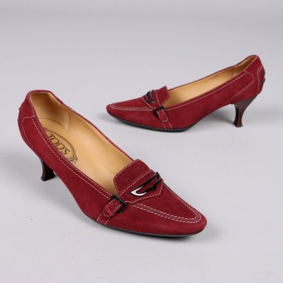 Tod's Mocassino Shoes Second Hand Suède Bordeaux Heel N. 4