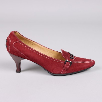 Tod\'s Mocassino Shoes Second Hand Suède Bordeaux Heel N. 4