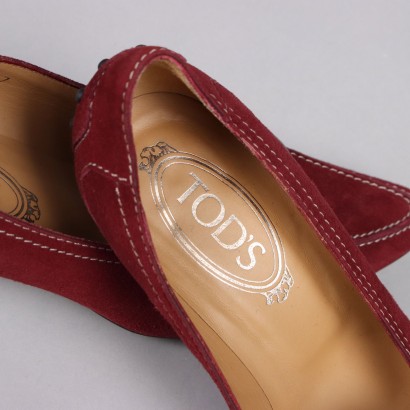 Tod\'s Mocassino Shoes Second Hand Suède Bordeaux Heel N. 4