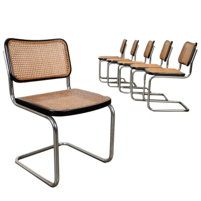 Group of 6 Cantilever Chairs Wood Italy 1980s