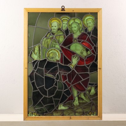 Blei-Buntglasfenster vom Ende des 19. Jahrhunderts, Tommasos Unglaube, Blei-Buntglasfenster vom Ende des 19. Jahrhunderts, Blei-Buntglasfenster vom Ende des 19. Jahrhunderts