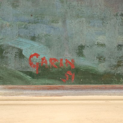 Zeitgenössiches Gemälde Paul Garin \'900 Bild Öl auf Holzbrett Rahmen