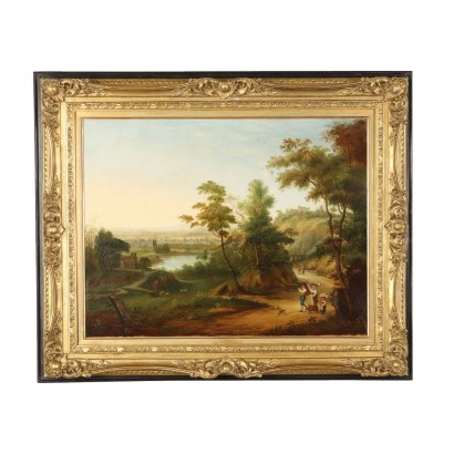 Italian landscape painting with figures